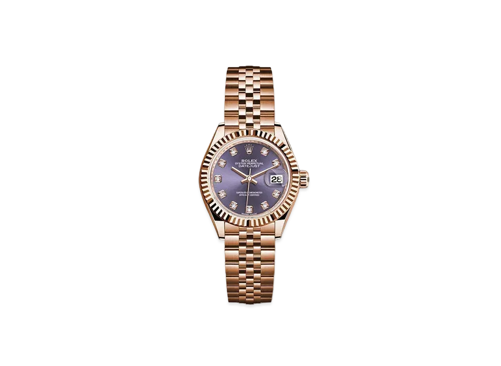 ROLEX Date-Just 28 Aubergine Dial 10P Diamonds 279175G