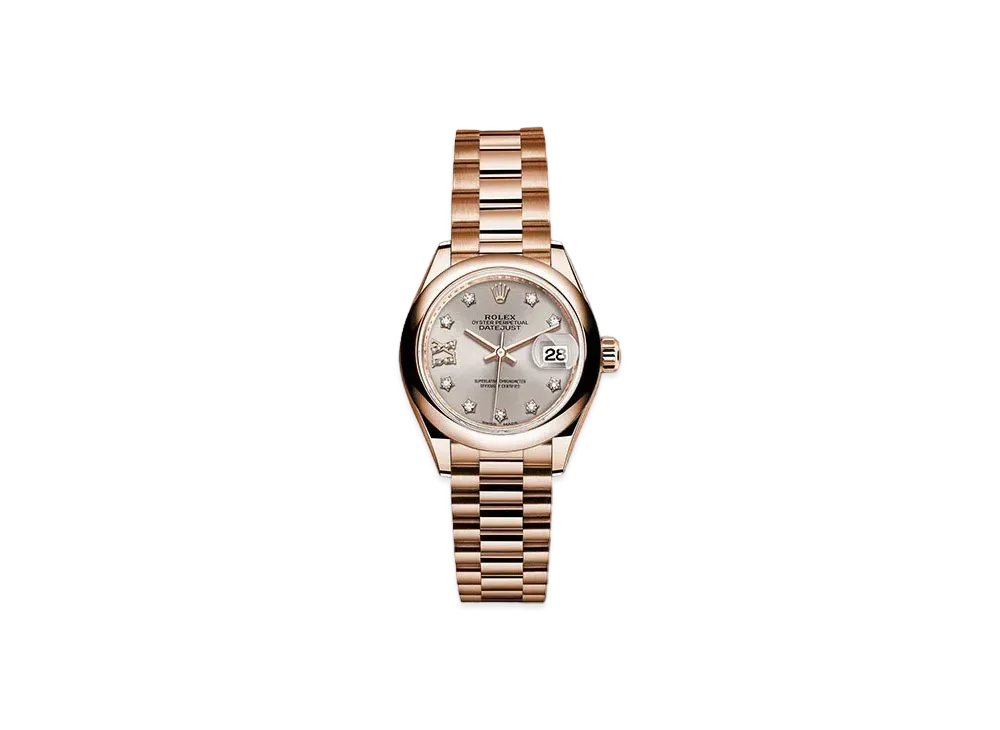 ROLEX Date-Just 28 Chocolate Brown Dial 10P Diamonds 279165G