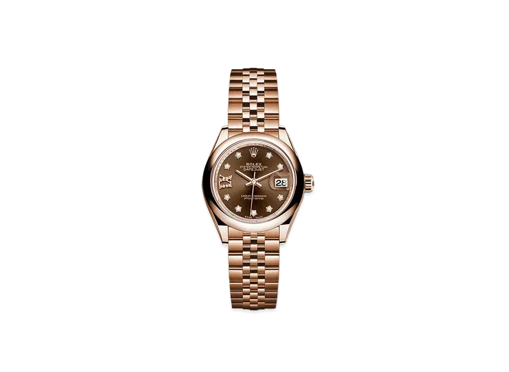 ROLEX Date-Just 28 Silver Dial 10P Diamonds 279165G