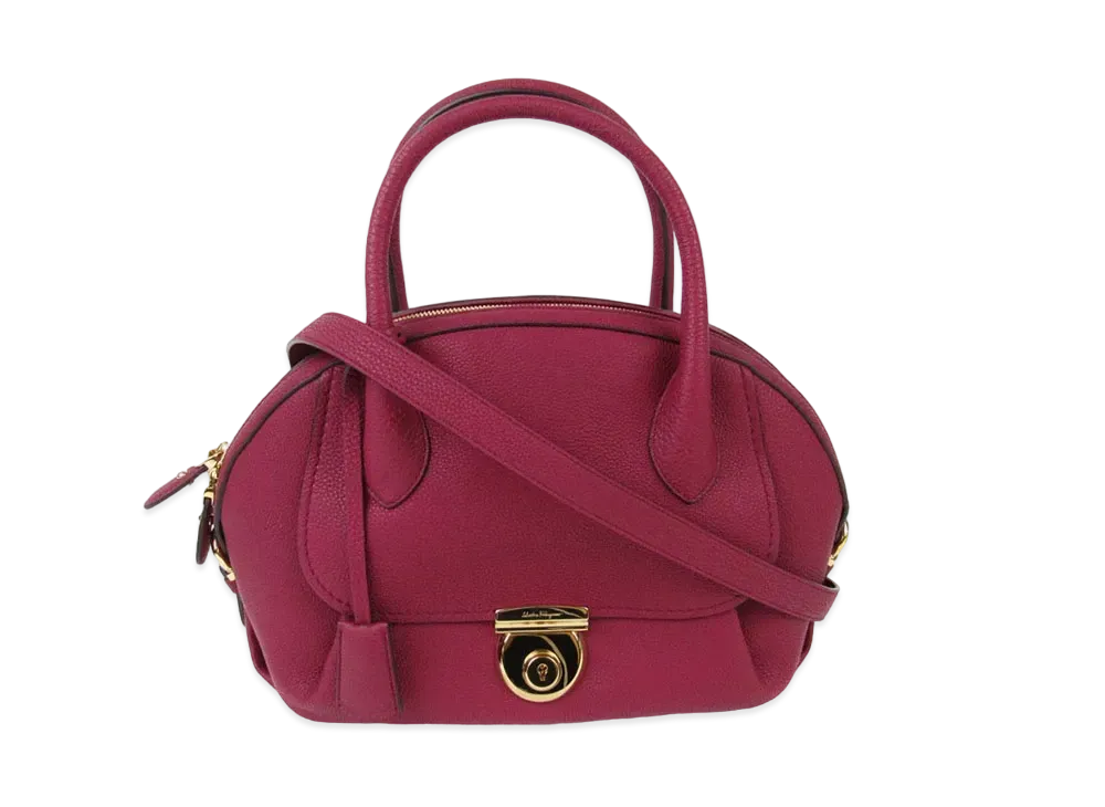 Salvatore Ferragamo Fiamma Leather 2WAY Bag "Red"
