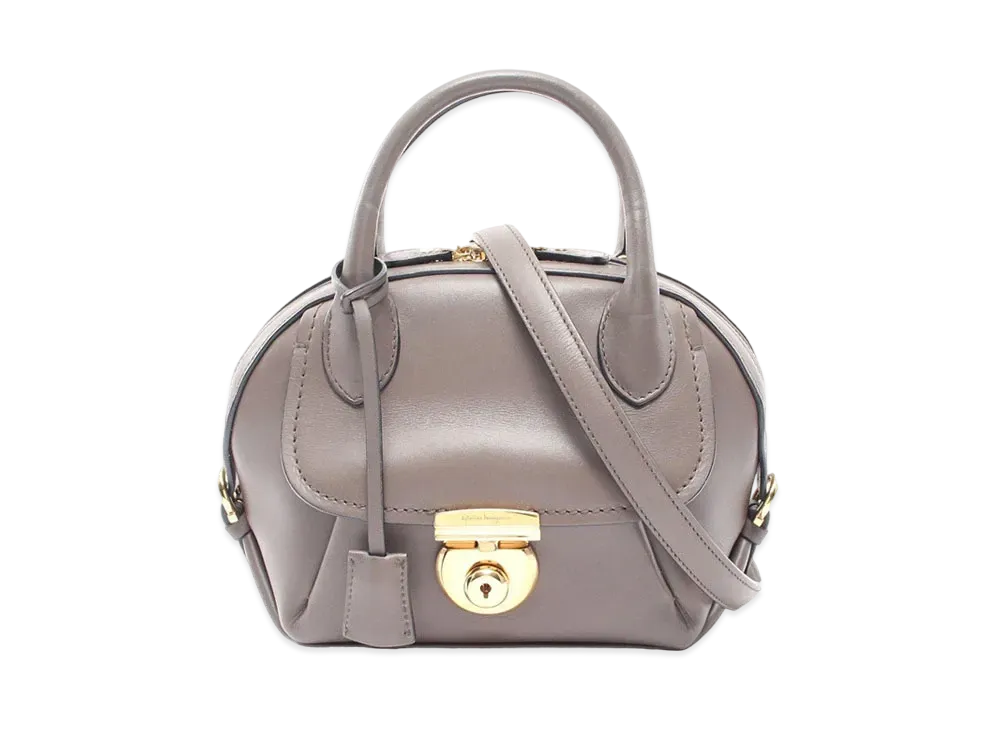 Salvatore Ferragamo Fiamma Leather 2WAY Bag "Gray"