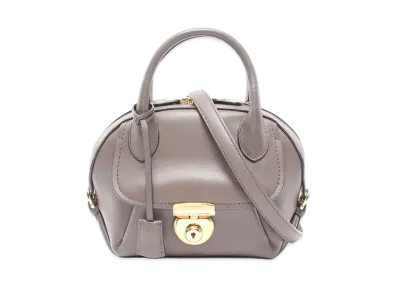 Salvatore Ferragamo Fiamma Leather 2WAY Bag "Gray"