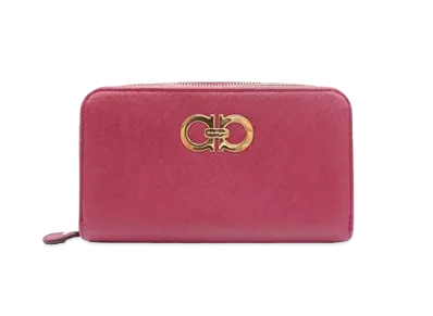 Salvatore Ferragamo Gancini Leather Zip Around Wallet "Pink"