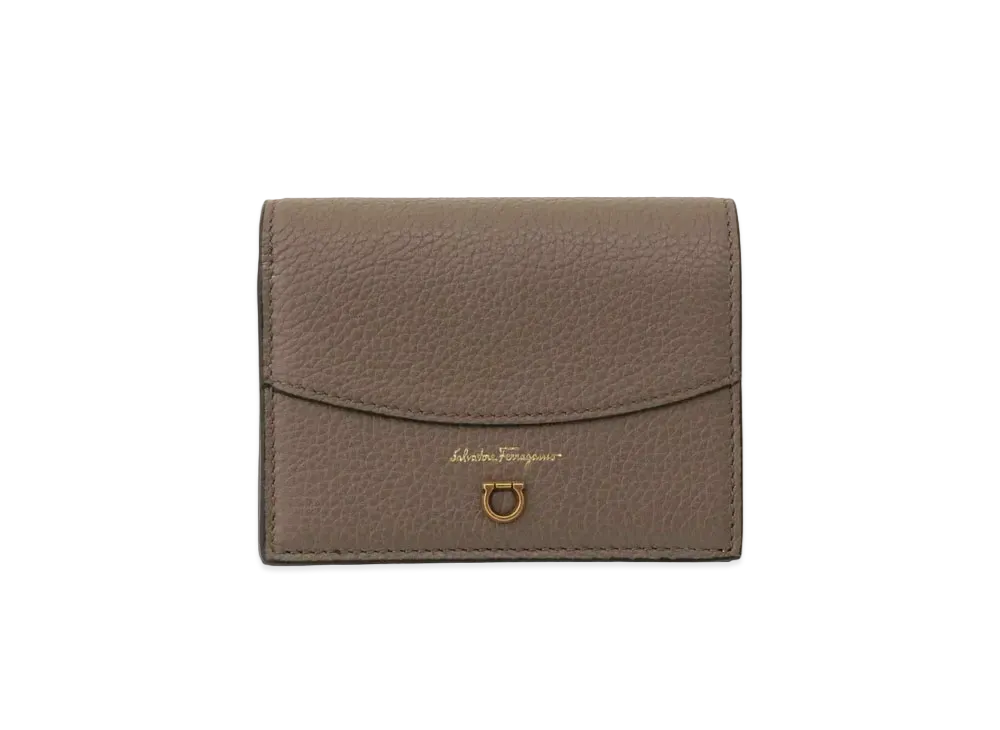 Salvatore Ferragamo Gancini Leather Compact wallet "Brown"