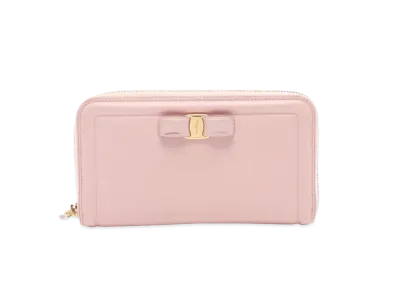 Salvatore Ferragamo Vara Leather Zip Around Wallet "Pink"