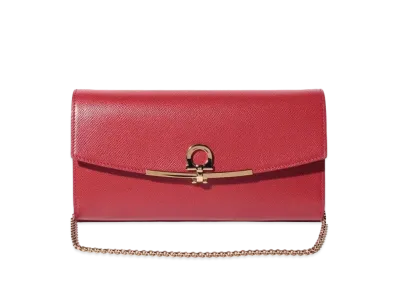 Salvatore Ferragamo Gancini Leather Chain Long Wallet "Red"