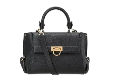 Salvatore Ferragamo Sofia Gancini Leather 2WAY Bag "Black"