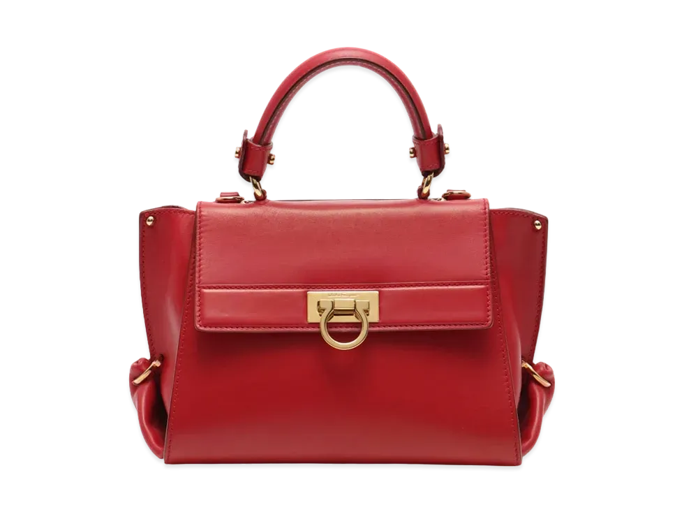 Salvatore Ferragamo Sofia Gancini Leather 2WAY Bag "Red"