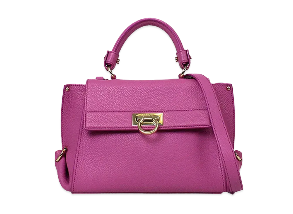 Salvatore Ferragamo Sofia Gancini Leather 2WAY Bag "Purple"