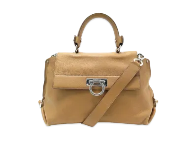 Salvatore Ferragamo Sofia Gancini Leather 2WAY Bag "Brown"