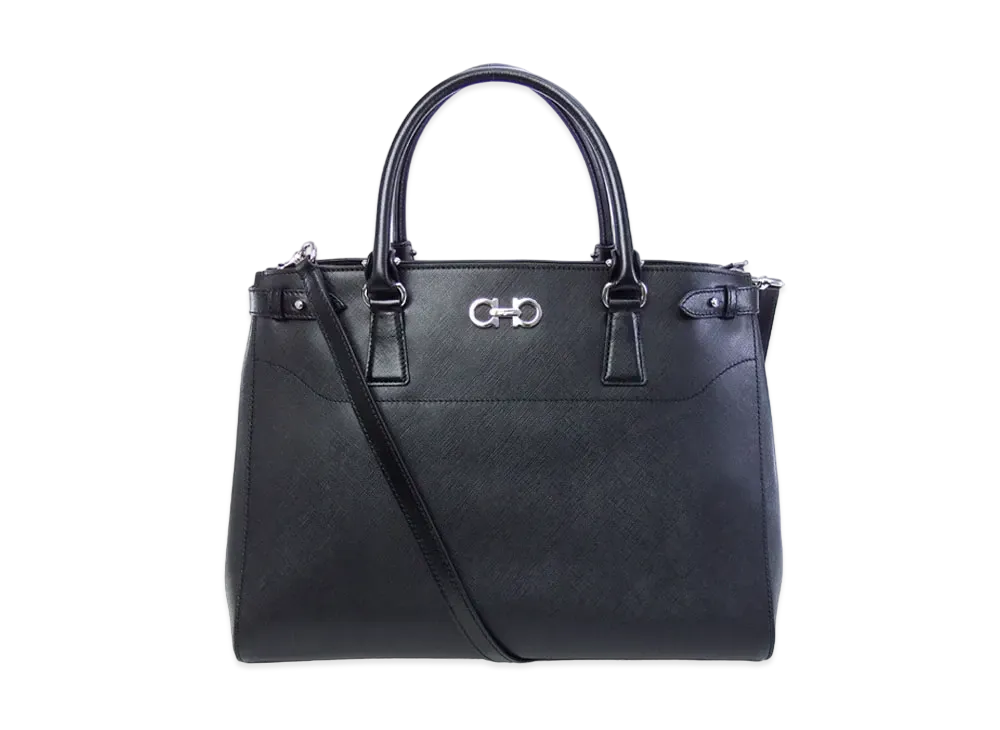 Salvatore Ferragamo Batik Gancini Leather 2WAY Bag "Black"