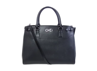 Salvatore Ferragamo Batik Gancini Leather 2WAY Bag "Black"