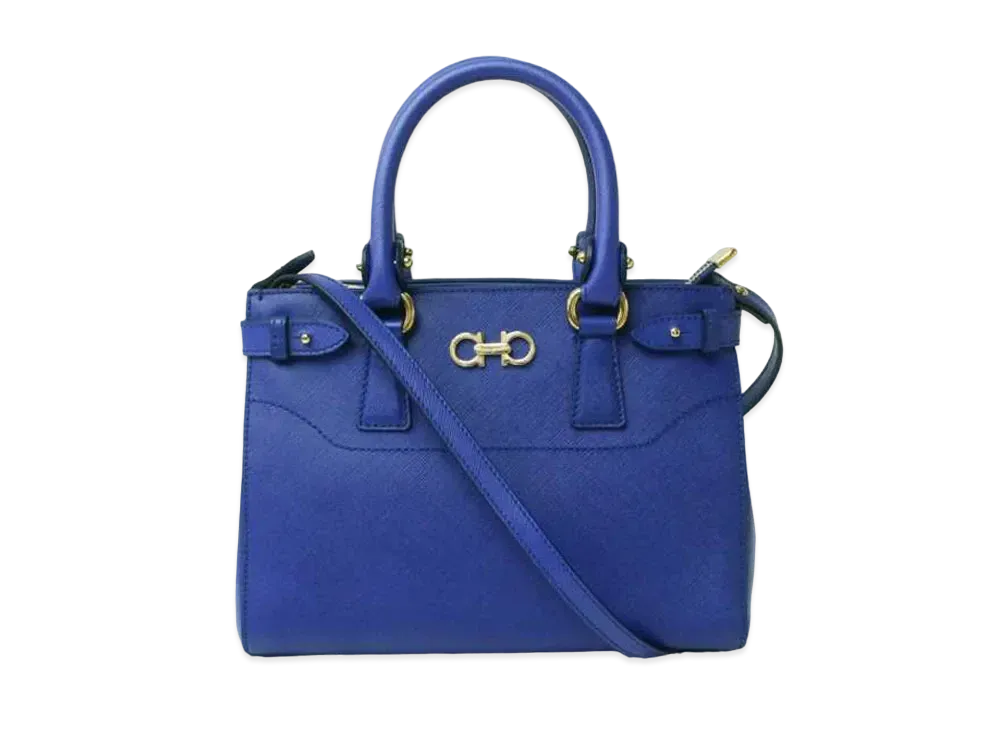 Salvatore Ferragamo Batik Gancini Leather 2WAY Bag "Blue"