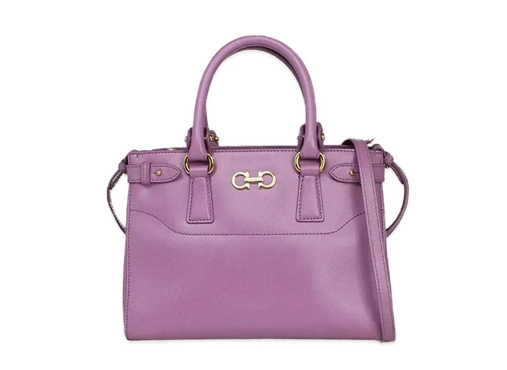 Salvatore Ferragamo Batik Gancini Leather 2WAY Bag "Purple"