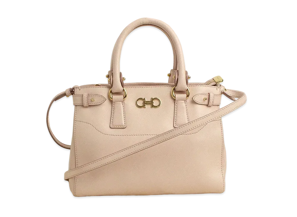 Salvatore Ferragamo Batik Gancini Leather 2WAY Bag "Beige"