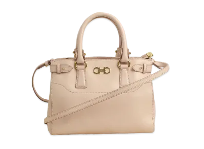 Salvatore Ferragamo Batik Gancini Leather 2WAY Bag "Beige"