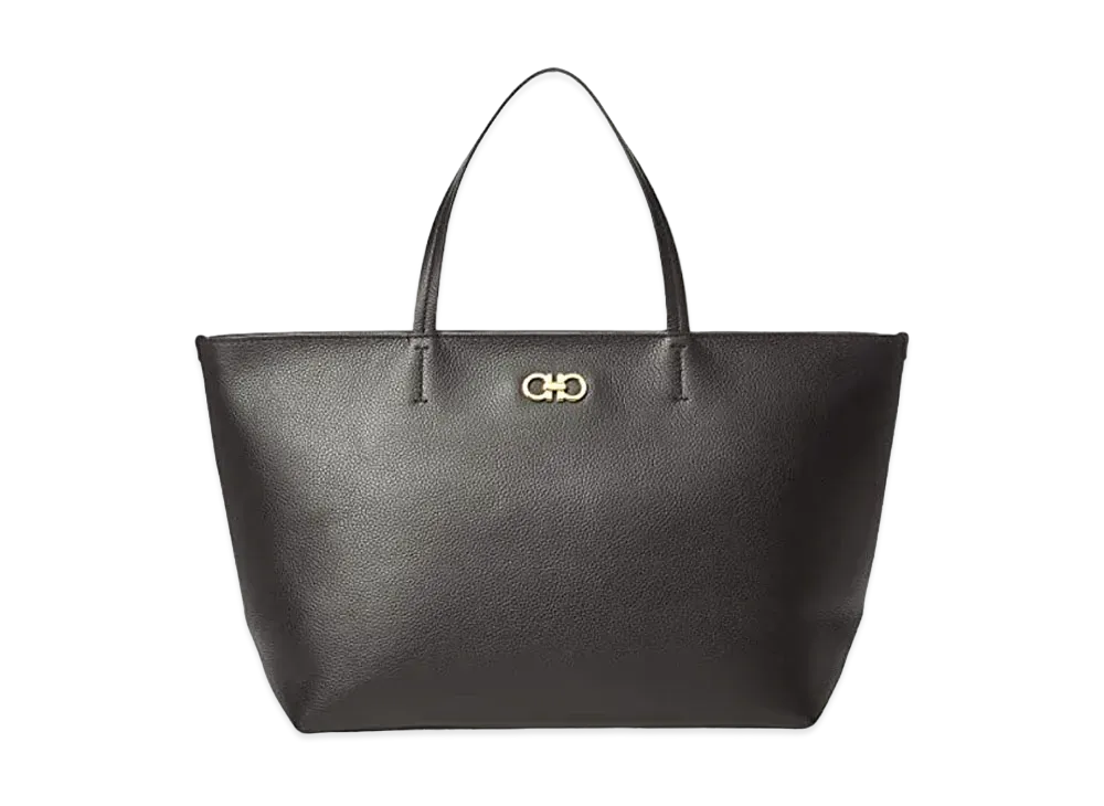 Salvatore Ferragamo Gancini Leather Tote Bag "Black"