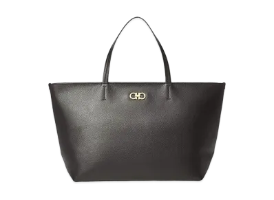Salvatore Ferragamo Gancini Leather Tote Bag "Black"