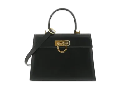 Salvatore Ferragamo Gancini Leather 2WAY Bag "Black"