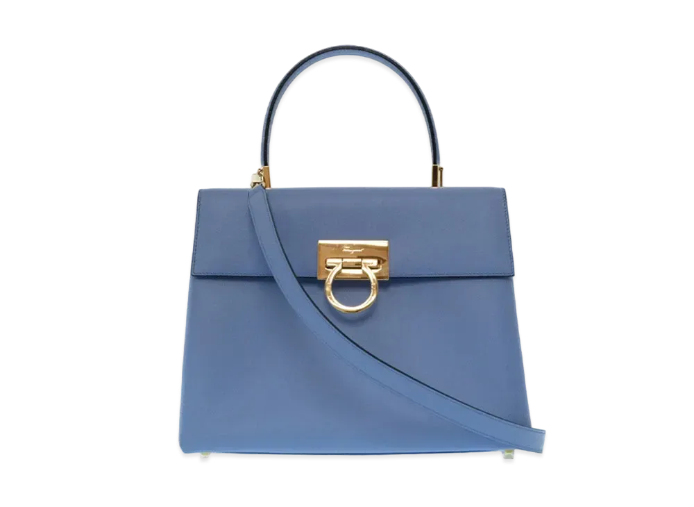 Salvatore Ferragamo Gancini Leather 2WAY Bag "Light Blue"