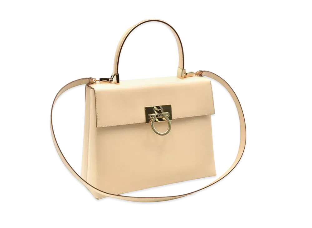 Salvatore Ferragamo Gancini Leather 2WAY Bag "White"