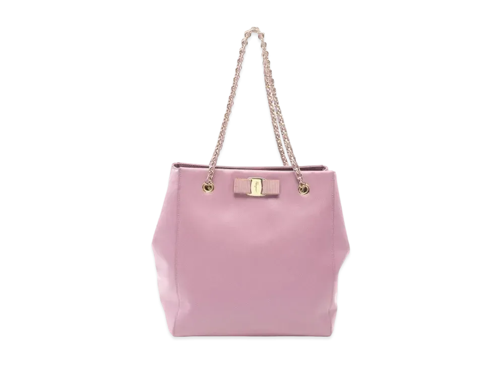 Salvatore Ferragamo Vara Leather chain Tote Bag "Pink"