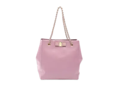 Salvatore Ferragamo Vara Leather chain Tote Bag "Pink"