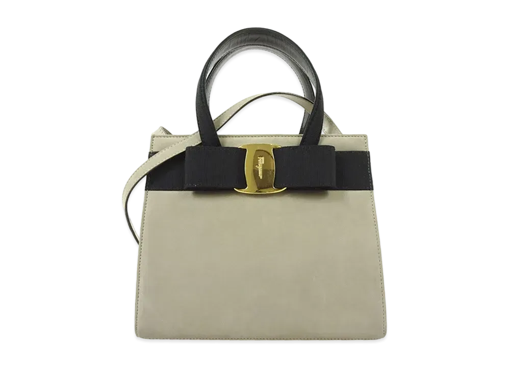 Salvatore Ferragamo Vara Leather 2WAY Bag "Beige"
