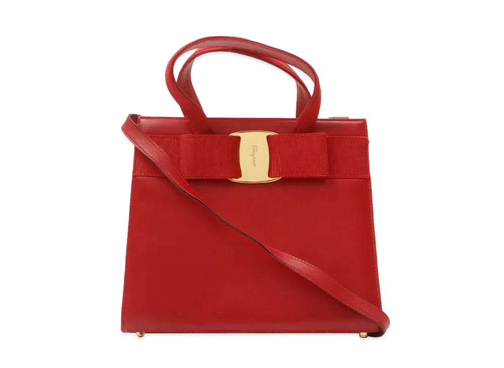 Salvatore Ferragamo Vara Leather 2WAY Bag "Red"