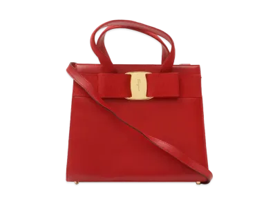 Salvatore Ferragamo Vara Leather 2WAY Bag "Red"