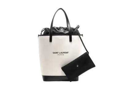 Saint Laurent Teddy rayon Tote Bag "White / Black"