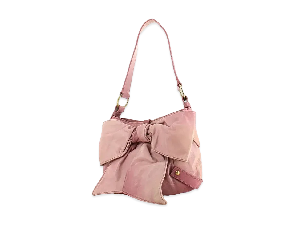 Saint Laurent Sac Bow Leather Shoulder Bag "Pink"