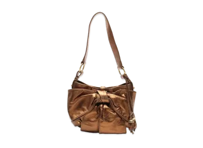 Saint Laurent Sac Bow Leather Shoulder Bag "Gold"