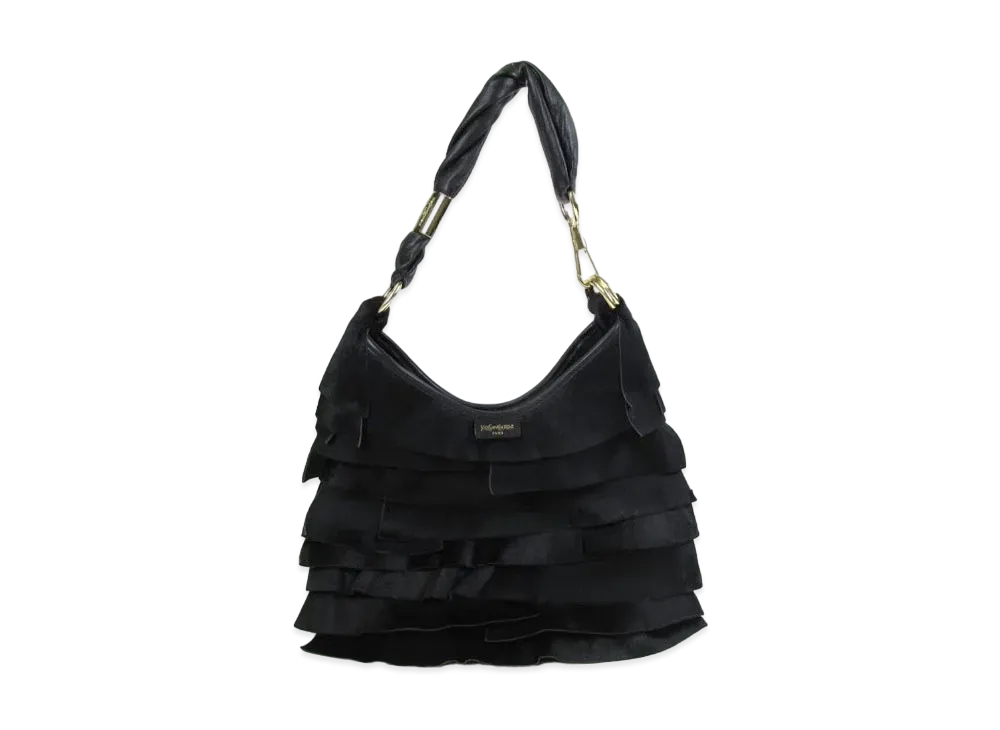 Saint Laurent Saint-Tropez Leather Semi Shoulder Bag "Black"