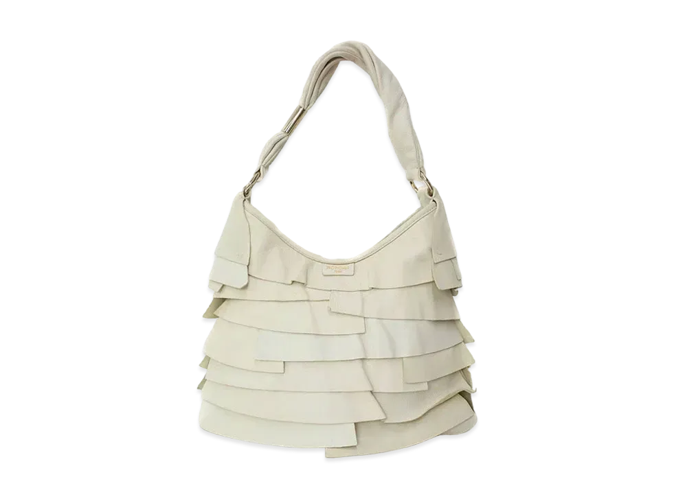 Saint Laurent Saint-Tropez Leather Semi Shoulder Bag "White"