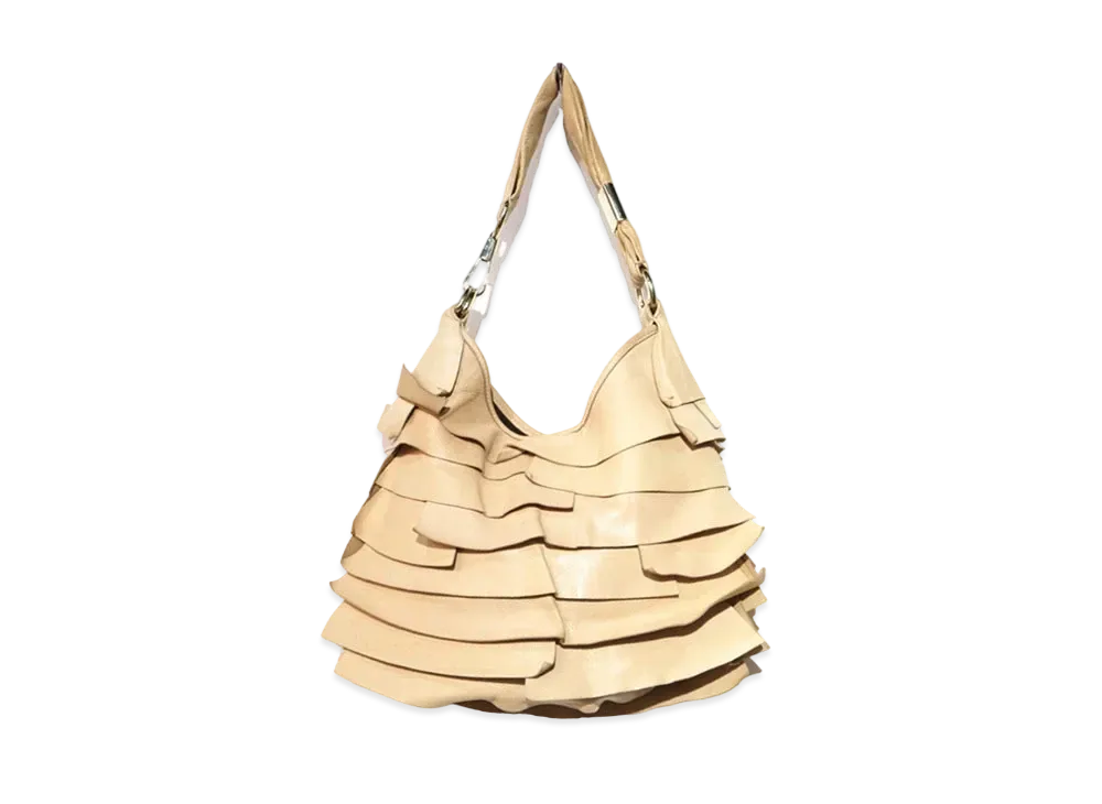 Saint Laurent Saint-Tropez Leather Semi Shoulder Bag "Beige"