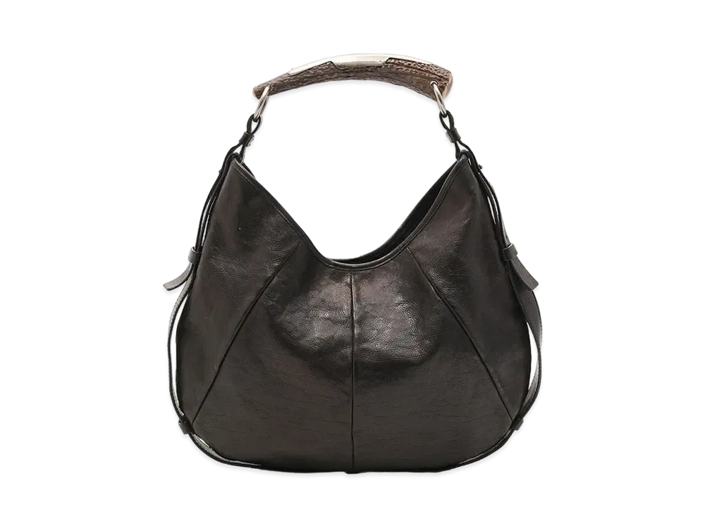 Saint Laurent Mombasa Leather One Shoulder Bag "Black"