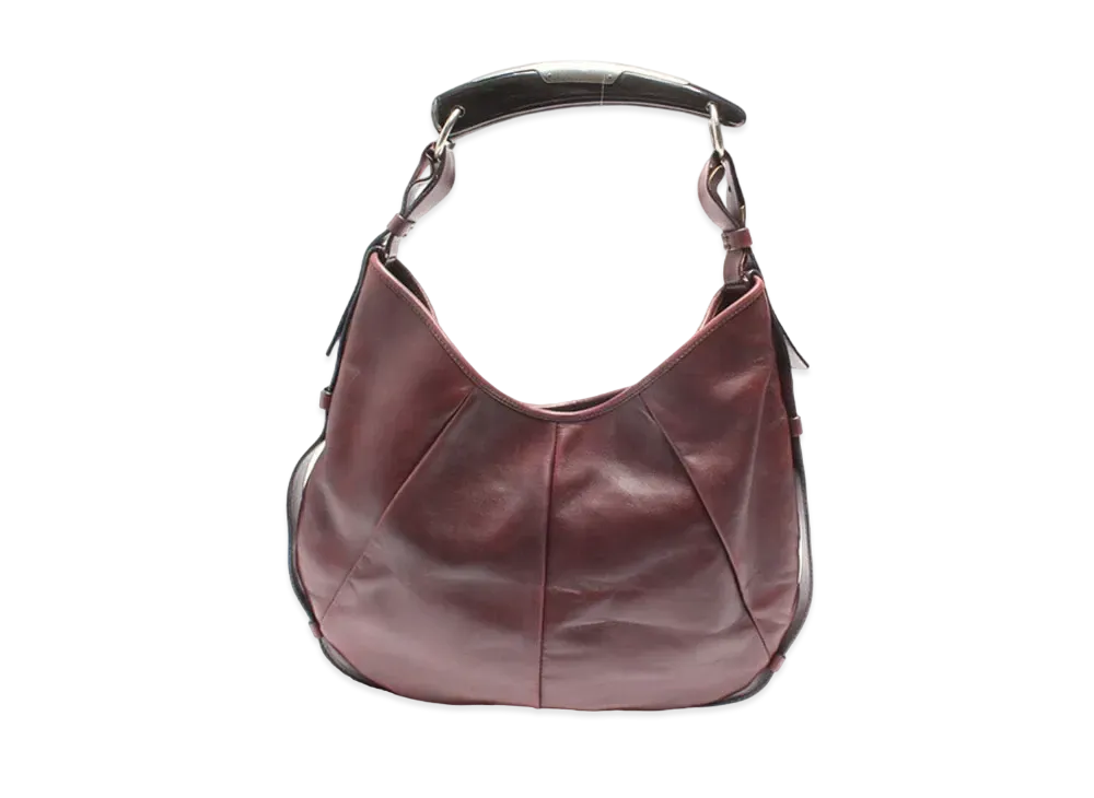 Saint Laurent Mombasa Leather One Shoulder Bag "Bordeaux"