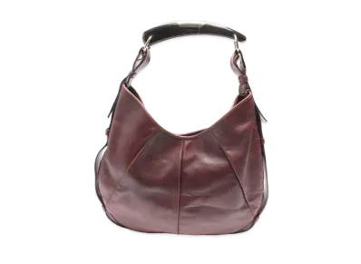 Saint Laurent Mombasa Leather One Shoulder Bag "Bordeaux"