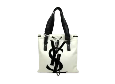 Saint Laurent Kahala Canvas Tote Bag "White"