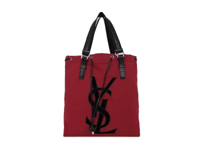 Saint Laurent Kahala Canvas Tote Bag "Red"
