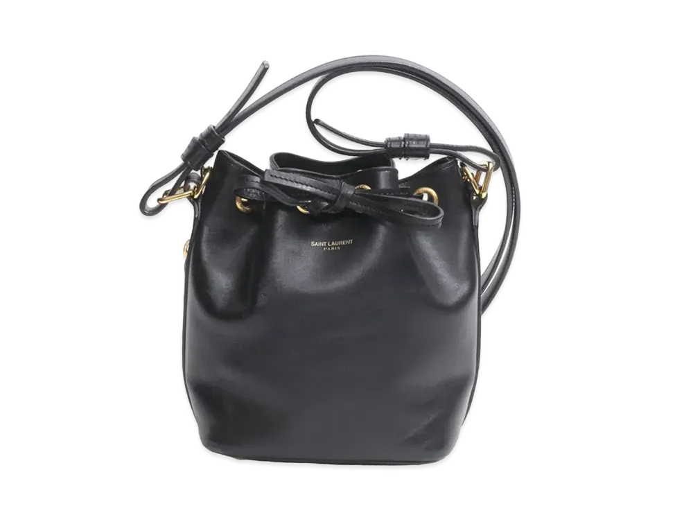 Saint Laurent Emanuelle Leather Bucket 2WAY Bag "Black"