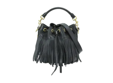 Saint Laurent Emanuelle Leather Fringe Bucket 2WAY Bag "Black"
