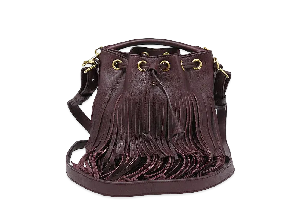Saint Laurent Emanuelle Leather Fringe Bucket 2WAY Bag "Bordeaux"