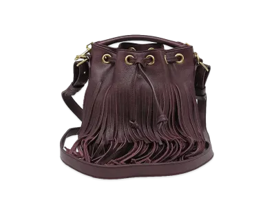 Saint Laurent Emanuelle Leather Fringe Bucket 2WAY Bag "Bordeaux"