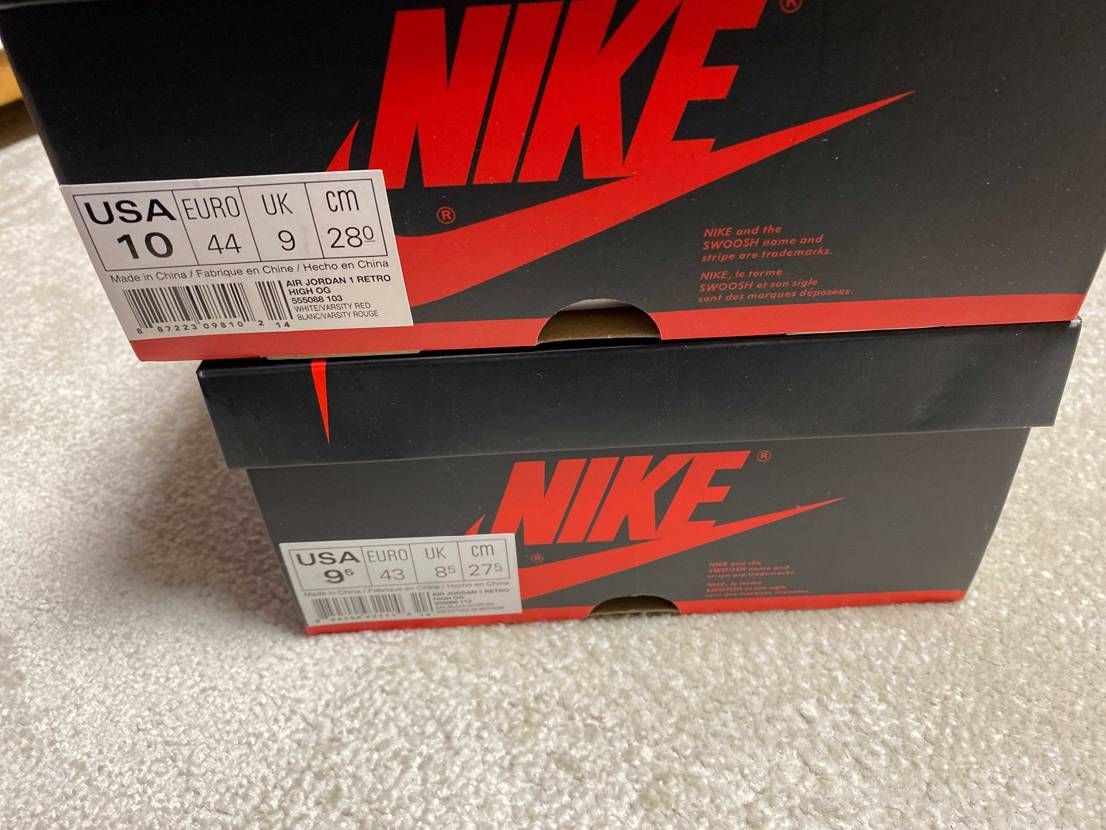 マイサイ変更で27.5センチ→28センチに変更なんですがAJ1の箱も少し幅が大き