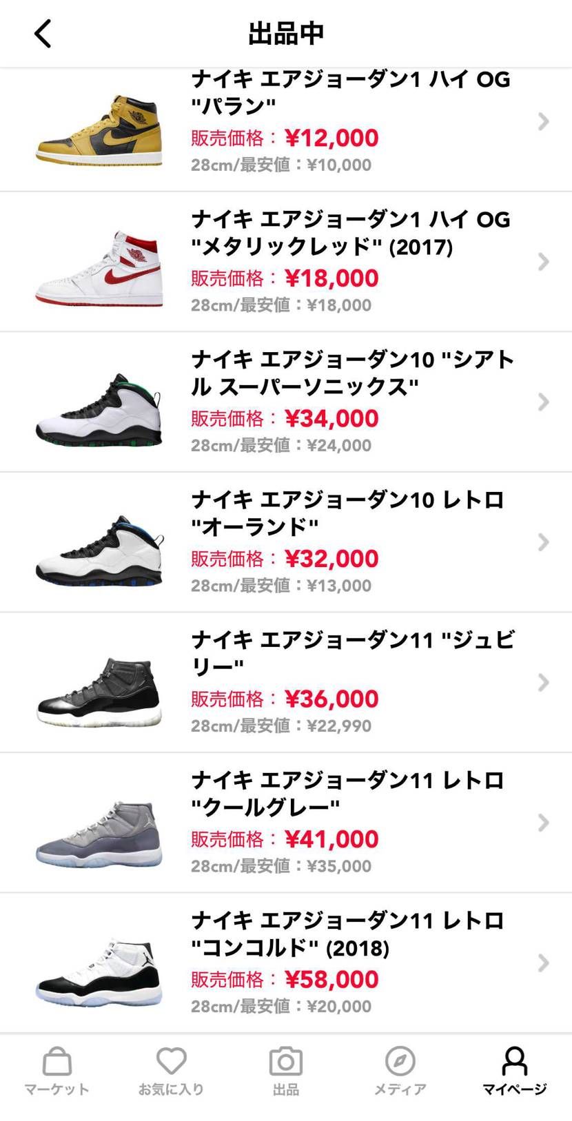 サイズ28センチで新品、中古出品中です。
多少の値下げ交渉