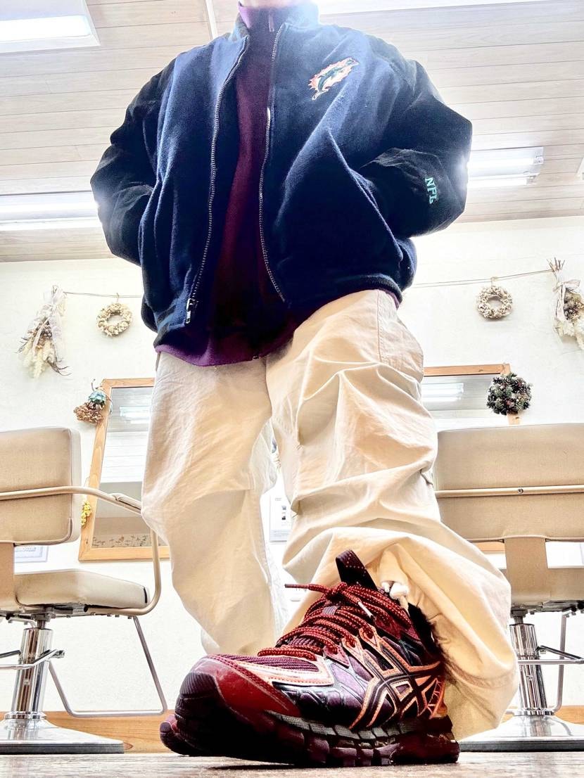 Tシャツでも、ジャージでも、スタジャンでも合うね！
合わせやすっ！！