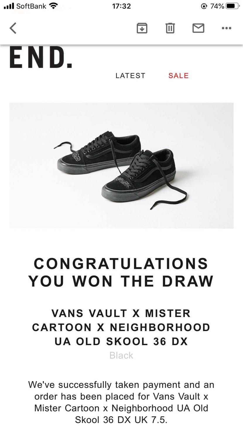 当選していました。久しぶりのvans コラボ GET‼️
ちなみにsnkrsで