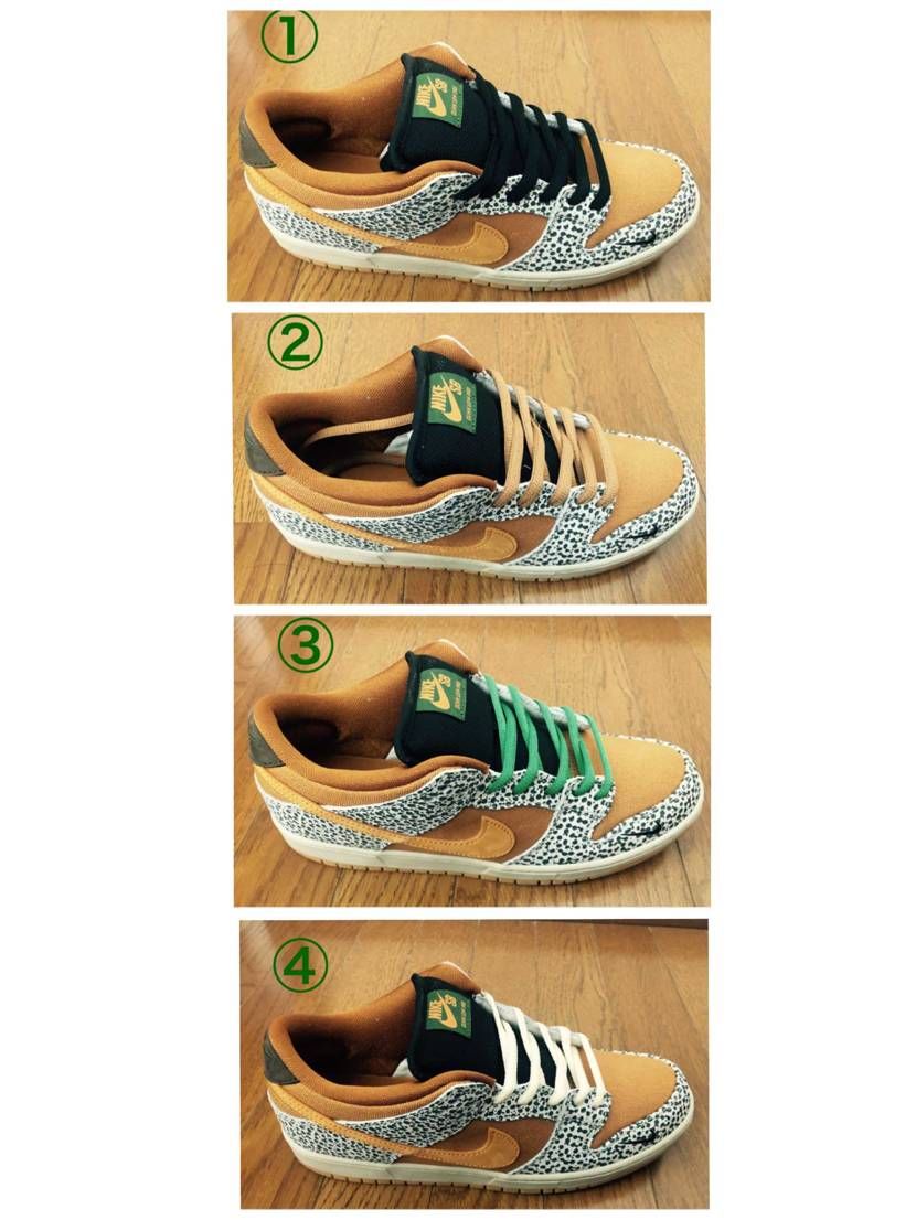 dunk safariのシューレースの色で悩んでます😖
無難に黒にしようか迷っ